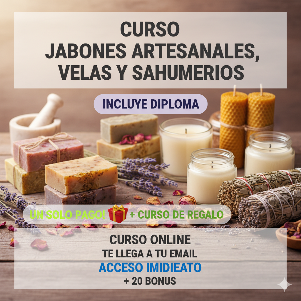 CURSO JABONES ARTESANALES, VELAS Y SAHUMERIOS + 20 BONUS
