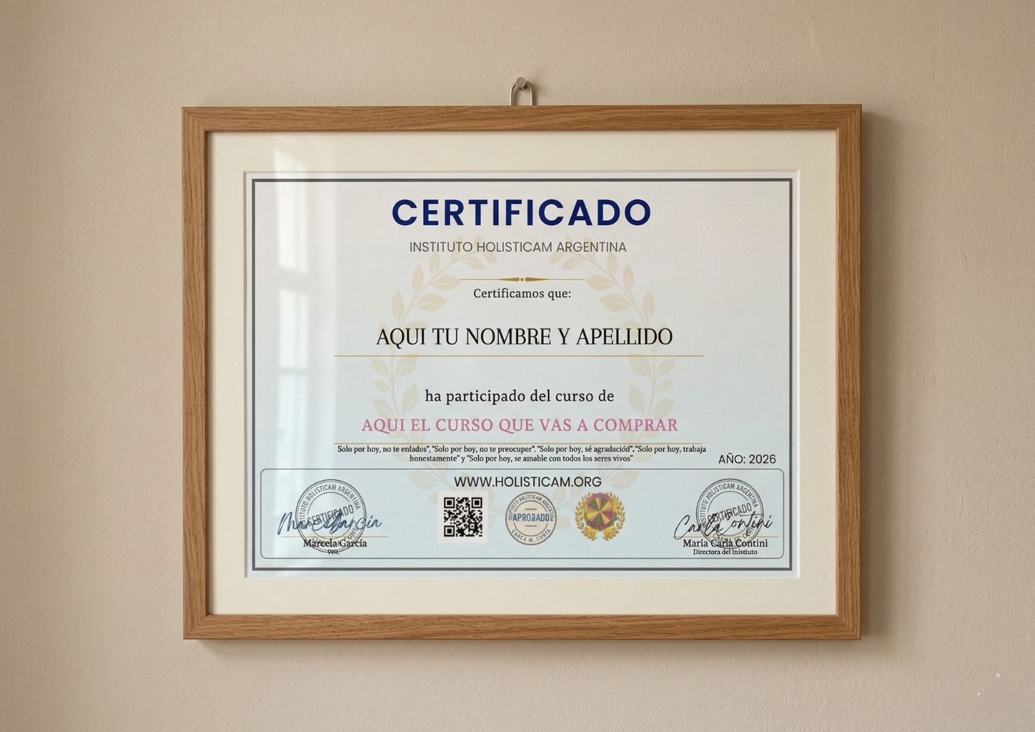 Certificado Oficial Holisticam